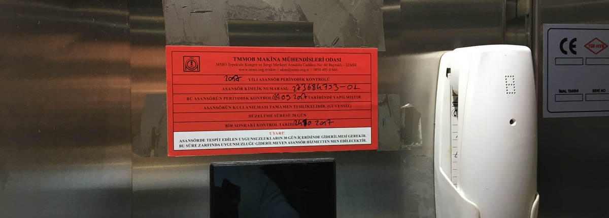 asansör kırmızı etiket